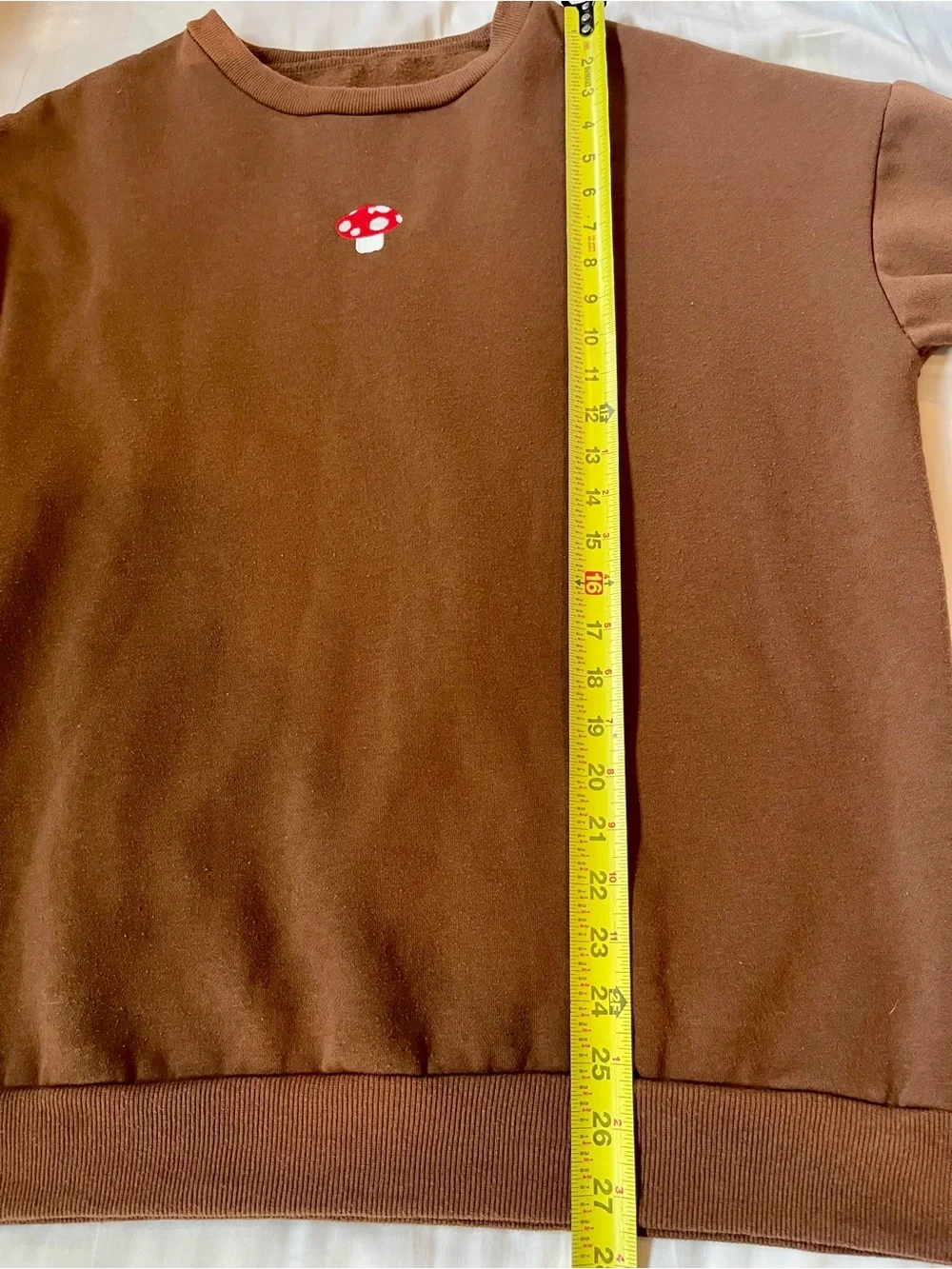 Brown Mushroom Embroidered Crewneck Sweater - Men